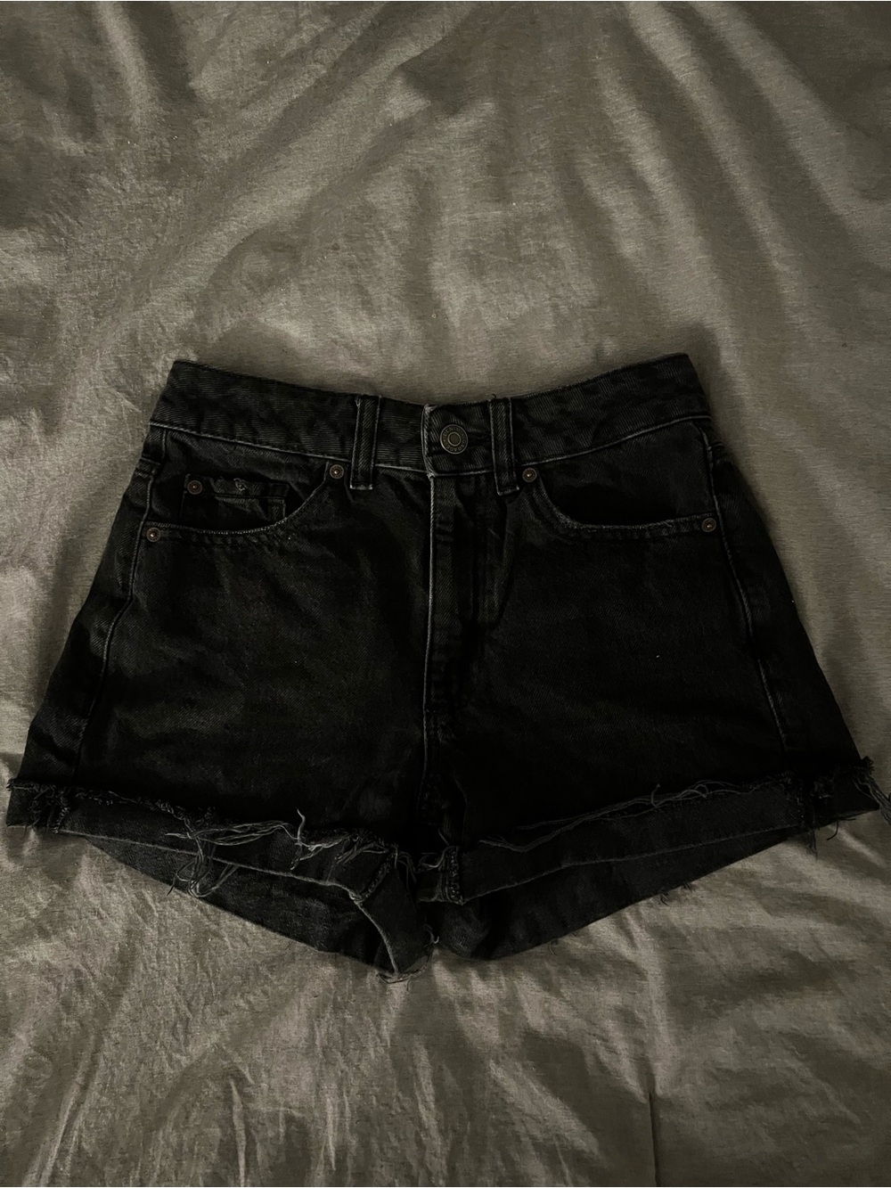 Garage Black Frayed Hem Denim Shorts